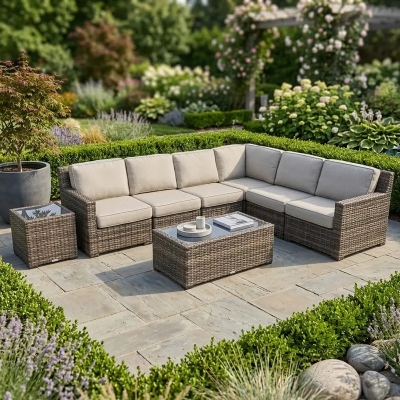 St. Kitts 8 Piece Grey Woven Sectional Group - The Great Escape