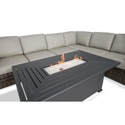 St. Kitts Grey Woven 8 Piece Sectional Firepit Group - The Great Escape