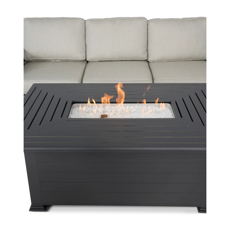 St. Kitts Grey Woven 8 Piece Sectional Firepit Group - The Great Escape