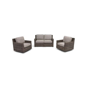 St. Kitts Grey 3 Piece Makar Oyster Loveseat Group - The Great Escape