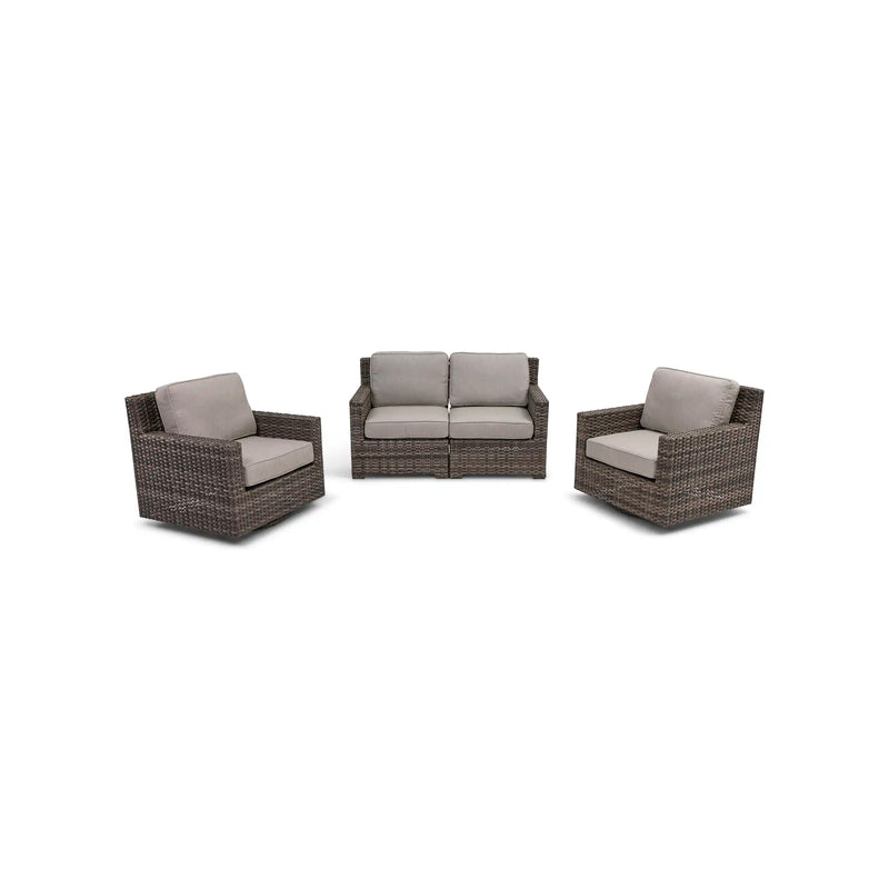 St. Kitts Grey 3 Piece Makar Oyster Loveseat Group - The Great Escape
