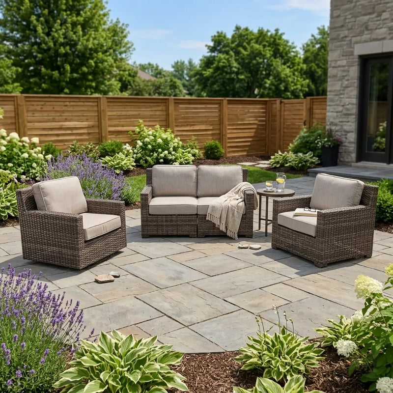 St. Kitts Grey 3 Piece Makar Oyster Loveseat Group - The Great Escape