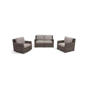 St. Kitts Grey 3 Piece Makar Oyster Loveseat Group - The Great Escape