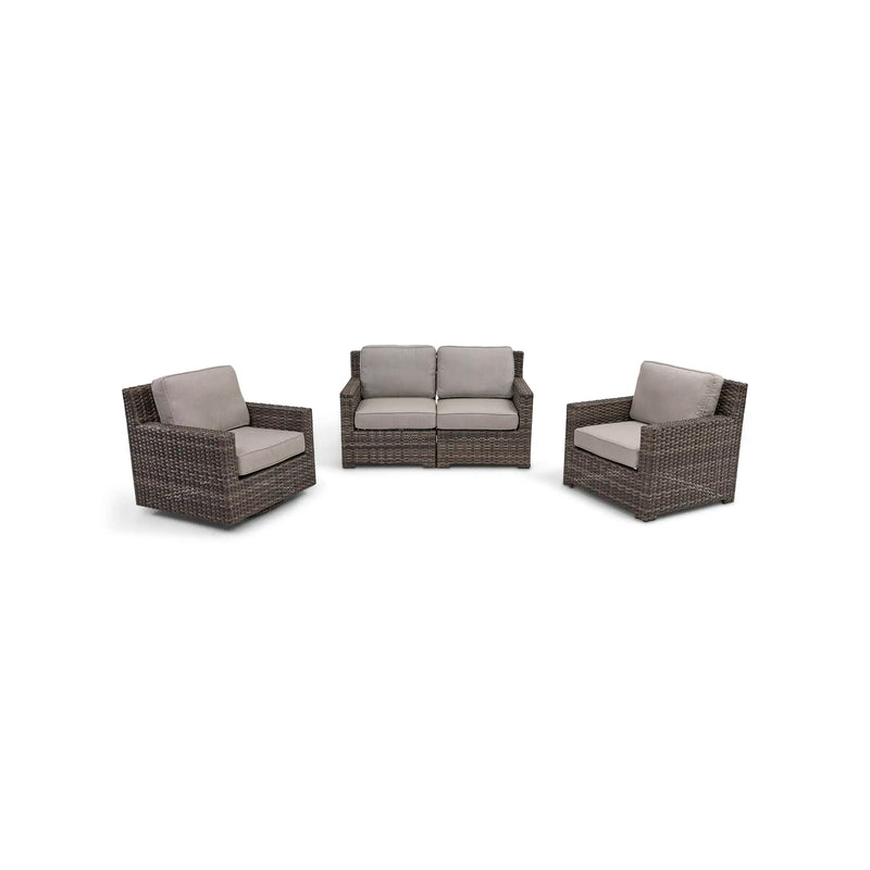 St. Kitts Grey 3 Piece Makar Oyster Loveseat Group - The Great Escape