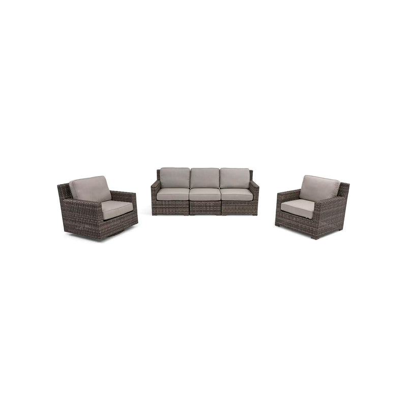 St. Kitts Grey 3 Piece Makar Oyster Sofa Group - The Great Escape