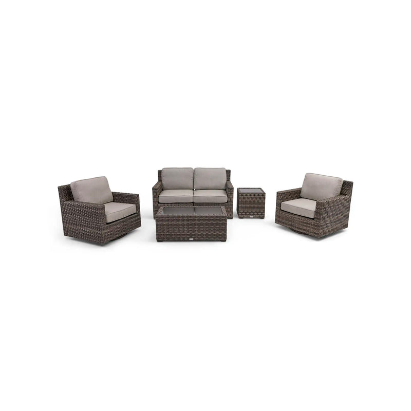 St. Kitts Grey 5 Piece Makar Oyster Loveseat Chat Group - The Great Escape