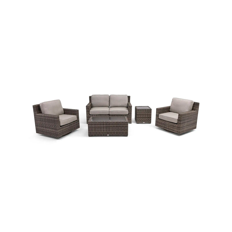St. Kitts Grey 5 Piece Loveseat Chat Group - Makar Oyster - The Great Escape