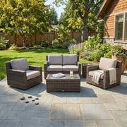 St. Kitts Grey 5 Piece Makar Oyster Loveseat Chat Group - The Great Escape