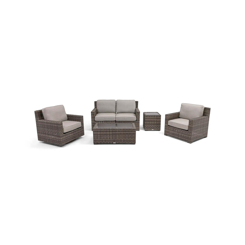 St. Kitts Grey 5 Piece Makar Oyster Loveseat Chat Group - The Great Escape