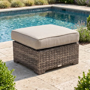 St. Kitts Grey 26" Square Cushioned Ottoman - Makar Oyster - The Great Escape