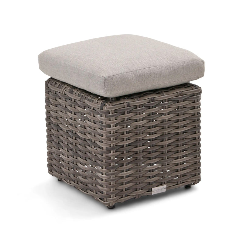 St. Kitts Grey Makar Oyster Woven Cube Ottoman - The Great Escape