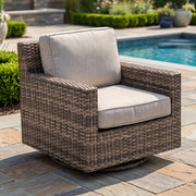 St. Kitts Grey Makar Oyster Cushioned Swivel Glider - The Great Escape