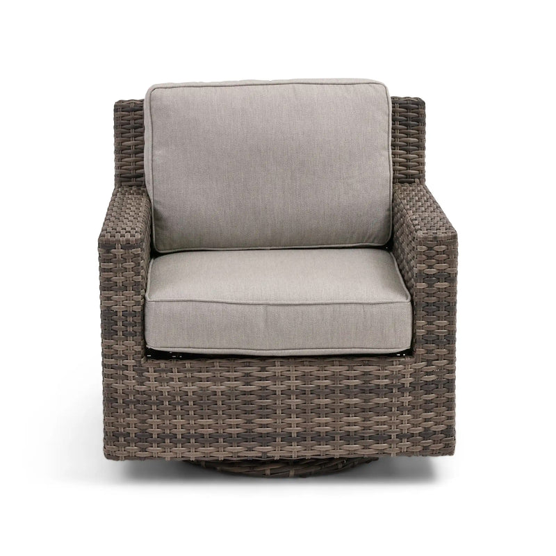 St. Kitts Grey Makar Oyster Cushioned Swivel Glider - The Great Escape