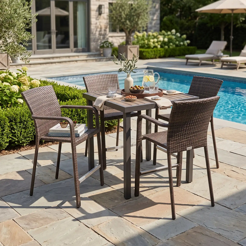 St. Kitts 5 Piece Woven Counter Height Group Canola Seed - The Great Escape
