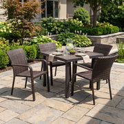St. Kitts Grey 5 Piece Woven Dining Group - The Great Escape