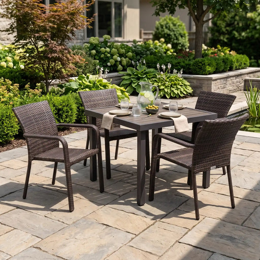 St. Kitts Grey 5 Piece Woven Dining Group - The Great Escape