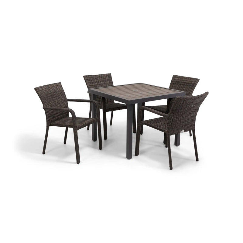 St. Kitts Grey 5 Piece Woven Dining Group - The Great Escape