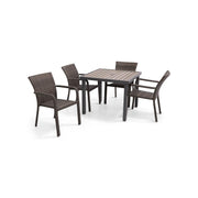 St. Kitts Grey 5 Piece Woven Dining Group - The Great Escape