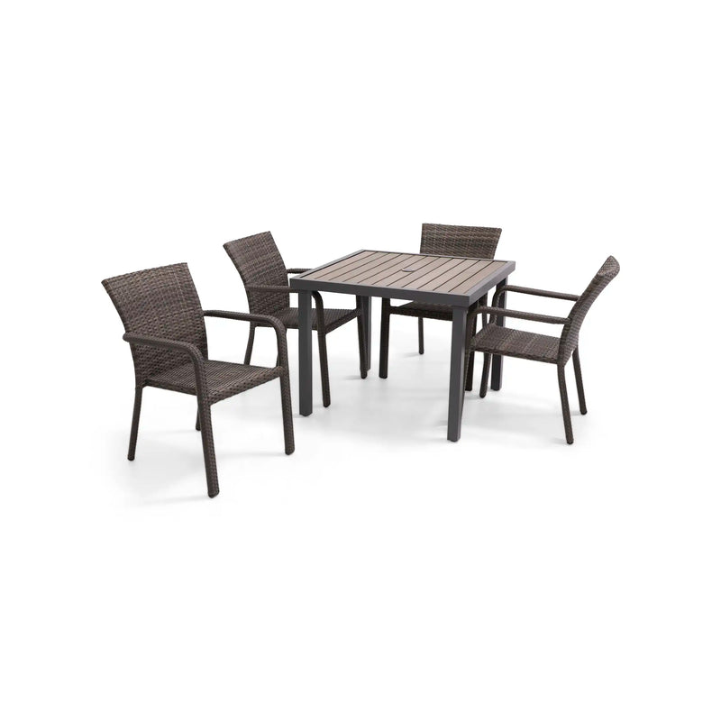 St. Kitts Grey 5 Piece Woven Dining Group - The Great Escape