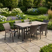 St. Kitts Grey 7 Piece Woven Dining Group - The Great Escape