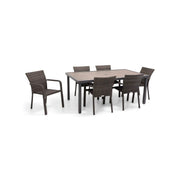 St. Kitts Grey 7 Piece Woven Dining Group - The Great Escape