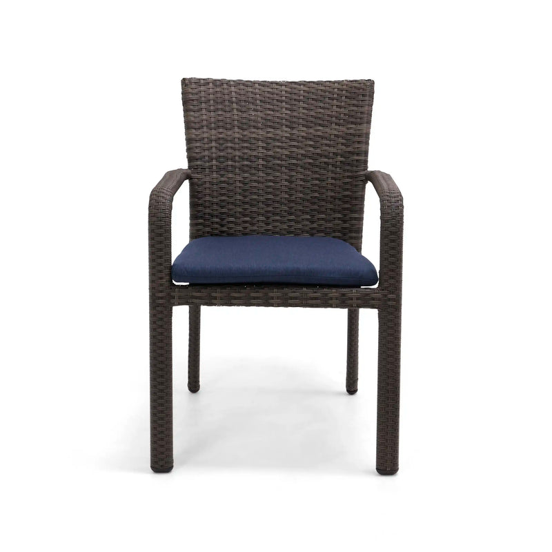 St. Kitts Grey Woven Dining Chair With Indigo Seat Pad - The Great Escape