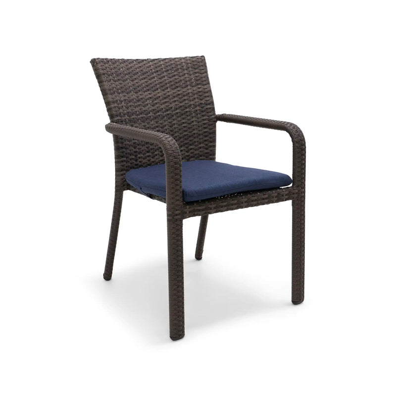 St. Kitts Grey Woven Dining Chair With Indigo Seat Pad - The Great Escape
