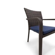 St. Kitts Grey Woven Dining Chair With Indigo Seat Pad - The Great Escape