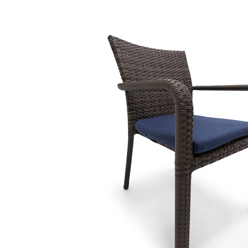 St. Kitts Grey Woven Dining Chair With Indigo Seat Pad - The Great Escape