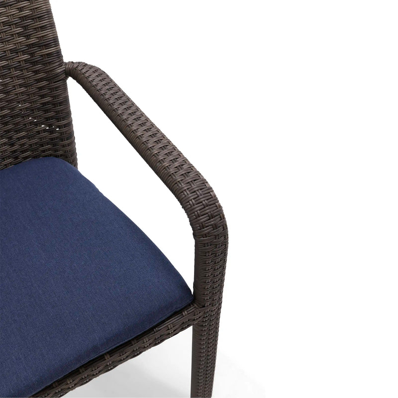 St. Kitts Grey Woven Dining Chair With Indigo Seat Pad - The Great Escape