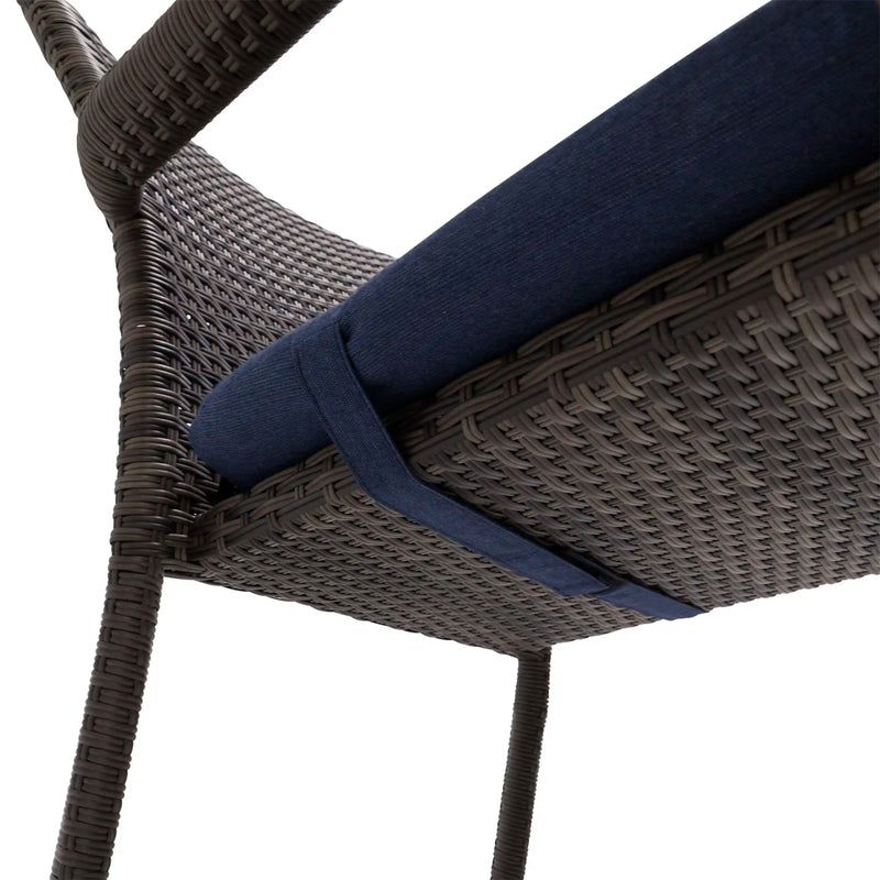 St. Kitts Grey Woven Dining Chair With Indigo Seat Pad - The Great Escape