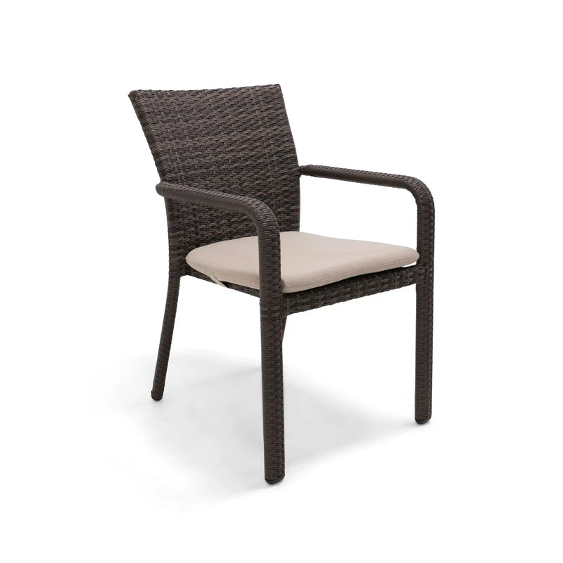 St. Kitts Grey Woven Dining Chair With Tan Ostrich Seat Pad - The Great Escape