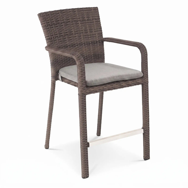 St. Kitts Woven Counter Height Stool Canola Seed With Silver Oyster Seat Pad - The Great Escape