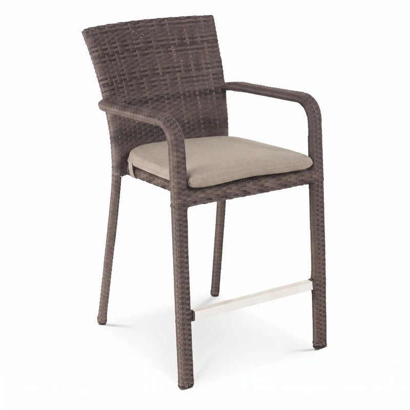 St. Kitts Woven Counter Height Stool Canola Seed With Tan Ostrich Seat Pad - The Great Escape