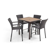 St. Kitts 5 Piece Woven Roasted Pecan Counter Height Group - The Great Escape