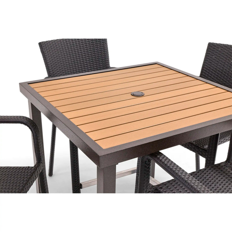 St. Kitts 5 Piece Woven Roasted Pecan Counter Height Group - The Great Escape
