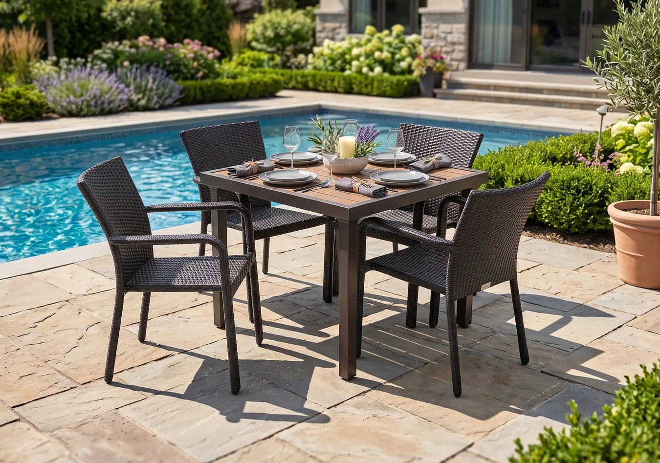 St Kitts Woven 5 Piece Dining Set Roasted Pecan - The Great Escape