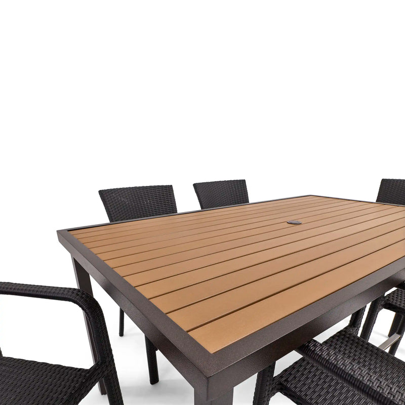 St. Kitts 7 Piece Woven Roasted Pecan Counter Height Group - The Great Escape