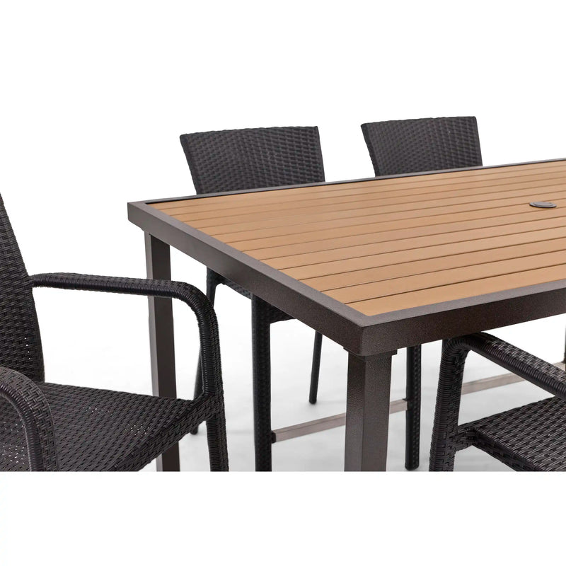St. Kitts 7 Piece Woven Roasted Pecan Counter Height Group - The Great Escape
