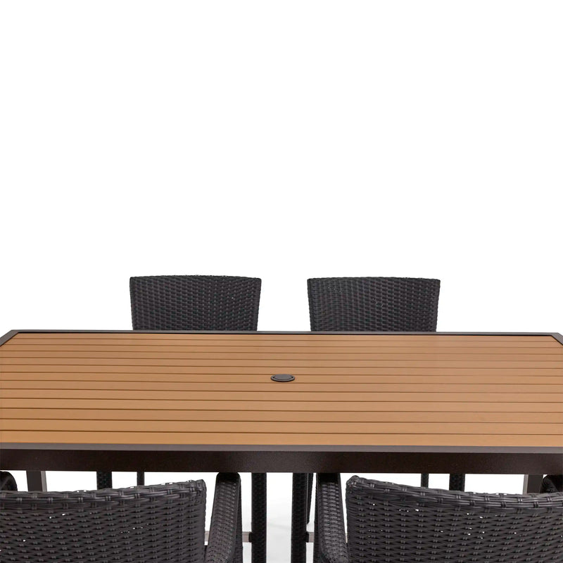 St. Kitts 7 Piece Woven Roasted Pecan Counter Height Group - The Great Escape