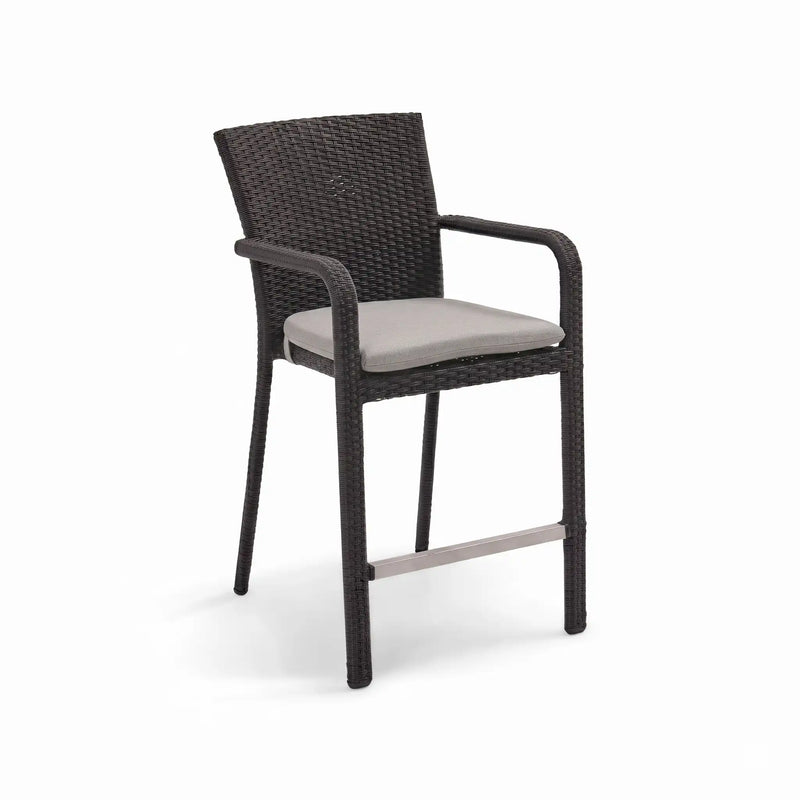 St. Kitts Woven Roasted Pecan Counter Height Stool With Silver Oyster Seat Pad - The Great Escape