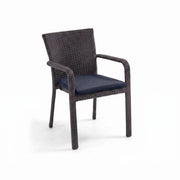 St. Kitts Roasted Pecan Woven Stacking Dining Chair With Midnight Indigo Seat Pad - The Great Escape