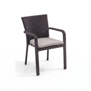 St. Kitts Roasted Pecan Woven Stacking Dining Chair With Silver Oyster Seat Pad - The Great Escape