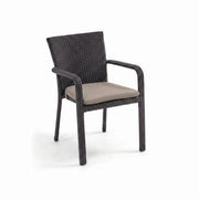 St. Kitts Roasted Pecan Woven Stacking Dining Chair With Tan Ostrich Seat Pad - The Great Escape