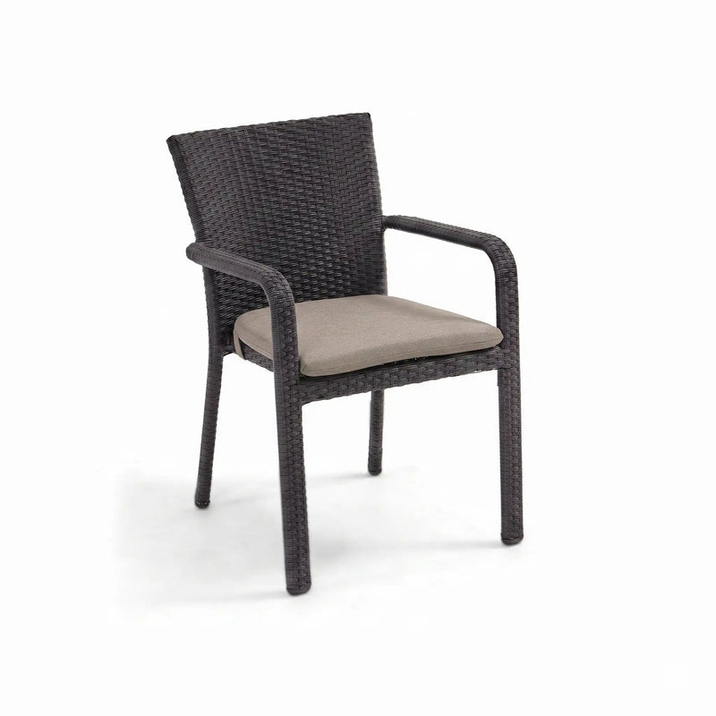 St. Kitts Roasted Pecan Woven Stacking Dining Chair With Tan Ostrich Seat Pad - The Great Escape