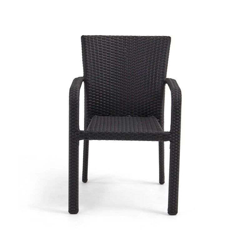 St. Kitts Roasted Pecan Woven Stacking Dining Chair - The Great Escape