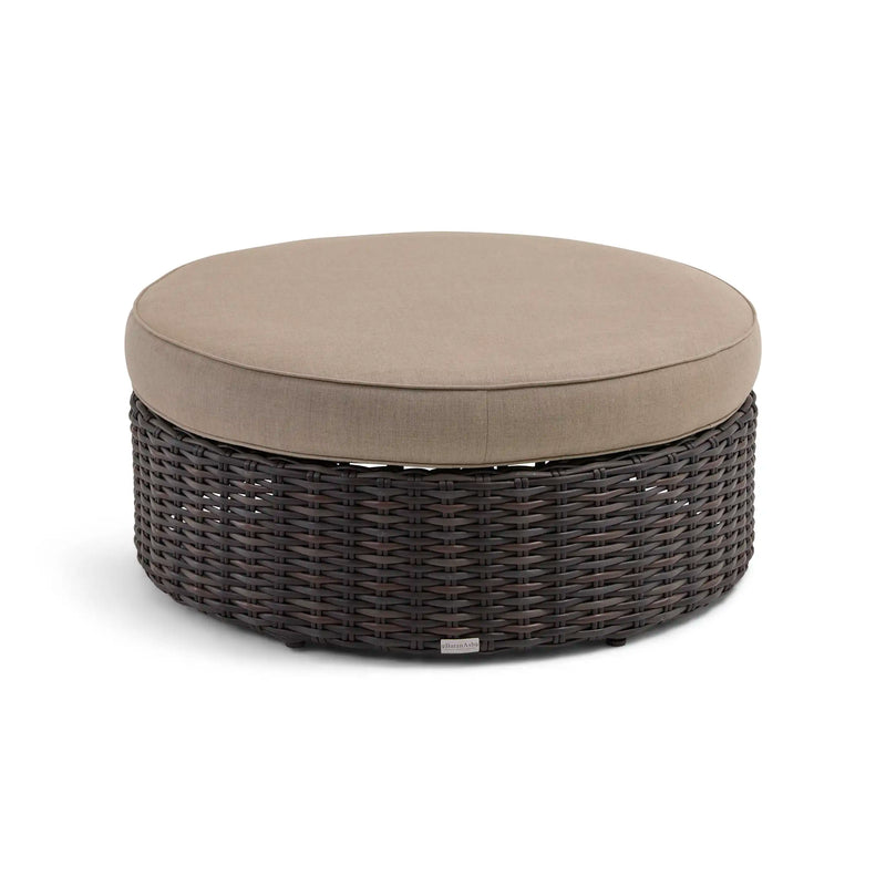 St. Kitts 42" Round Cushioned Ottoman - Lifeguard Ostrich - The Great Escape