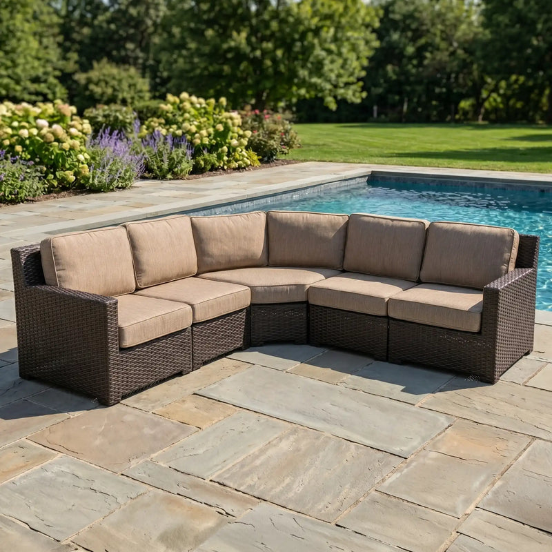St. Kitts 5 Piece Mirage Latte Sectional Group - The Great Escape