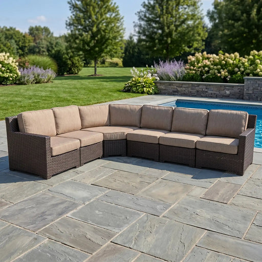St. Kitts 6 Piece Mirage Latte Sectional Group - The Great Escape