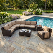 St. Kitts 9 Piece Mirage Latte Sectional Chat Group - The Great Escape